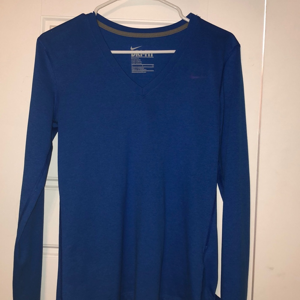 Nike long sleeve v neck royal blue